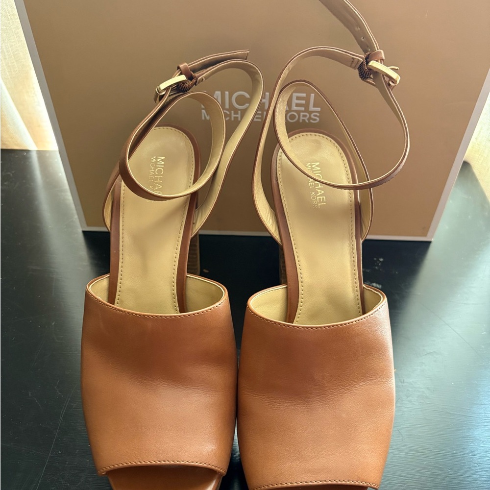 Michael Kors Brown Platform Slingback Sandals - Picture 2 of 5